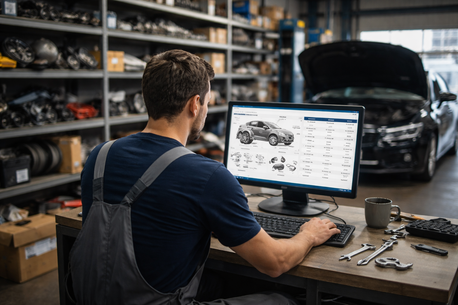 Shop Vault automotive hero with question and answer bubbles