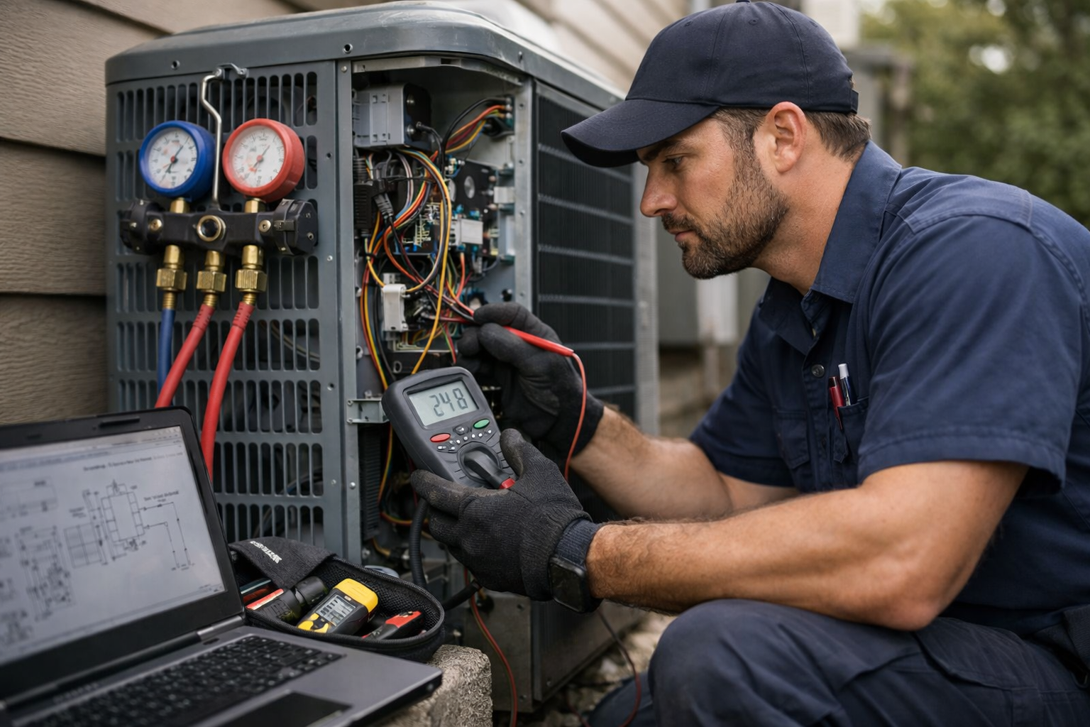 Shop Vault HVAC hero with question and answer bubbles
